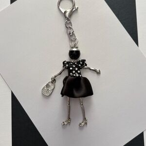 Black Dress and Rhinestone Fashion Girl Purse Charm